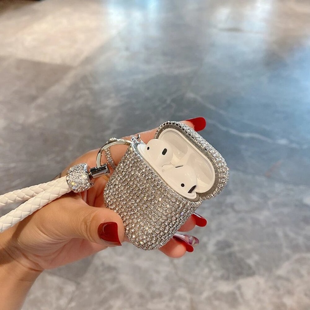 New Luxurious elegant Sparkly silicone case for iPhone Headphones airpods 1 or 2